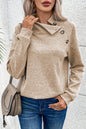 Geometric Textured Buttoned Collar Sweatshirt