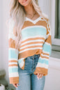 Colorblock Stripe Long Sleeve Sweater