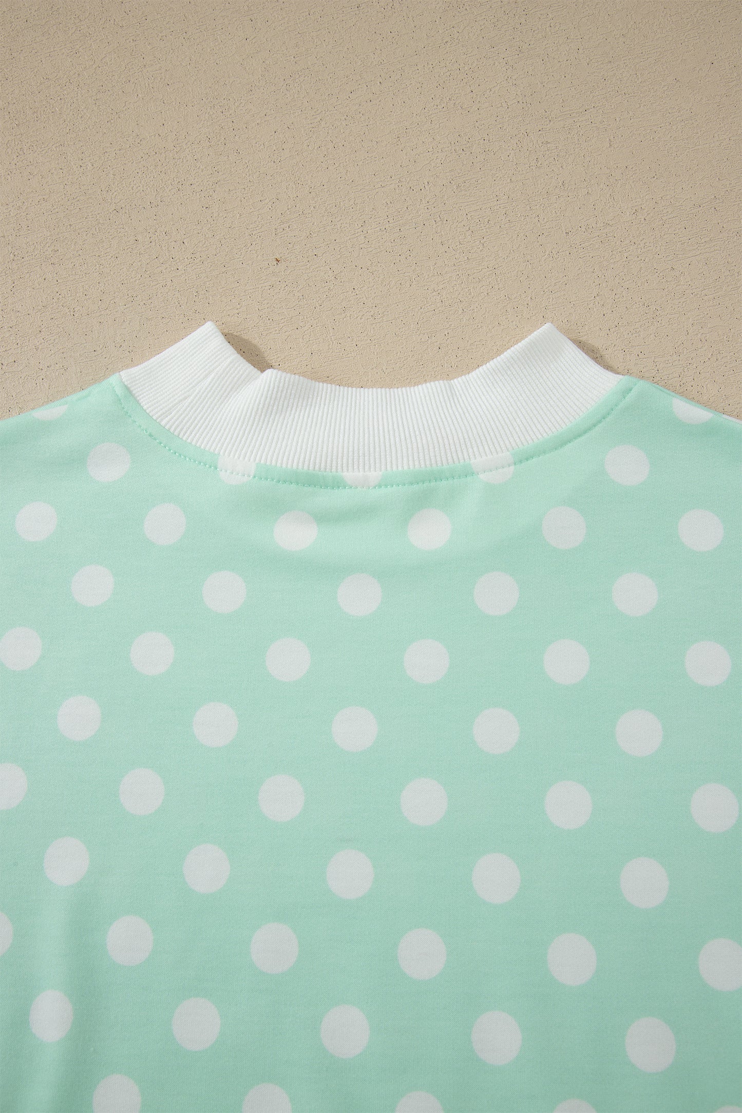 Polka Dot Colorblock Mock Neck & Shorts Set