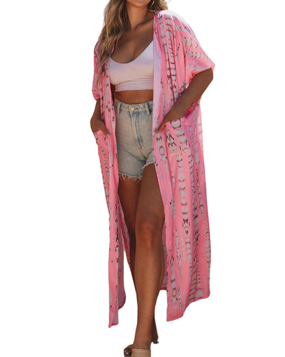 Boho Tie Dye Long Kimono