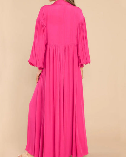 Bubble Sleeve Shirt Maxi Dress