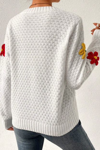 Floral Textured Knit Sweater