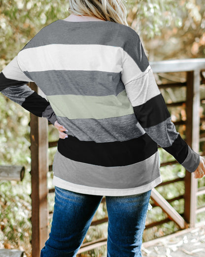 Stripe Colorblock Pullover Top Plus Size