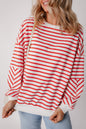 Stripe Drop Shoulder Crewneck Sweatshirt