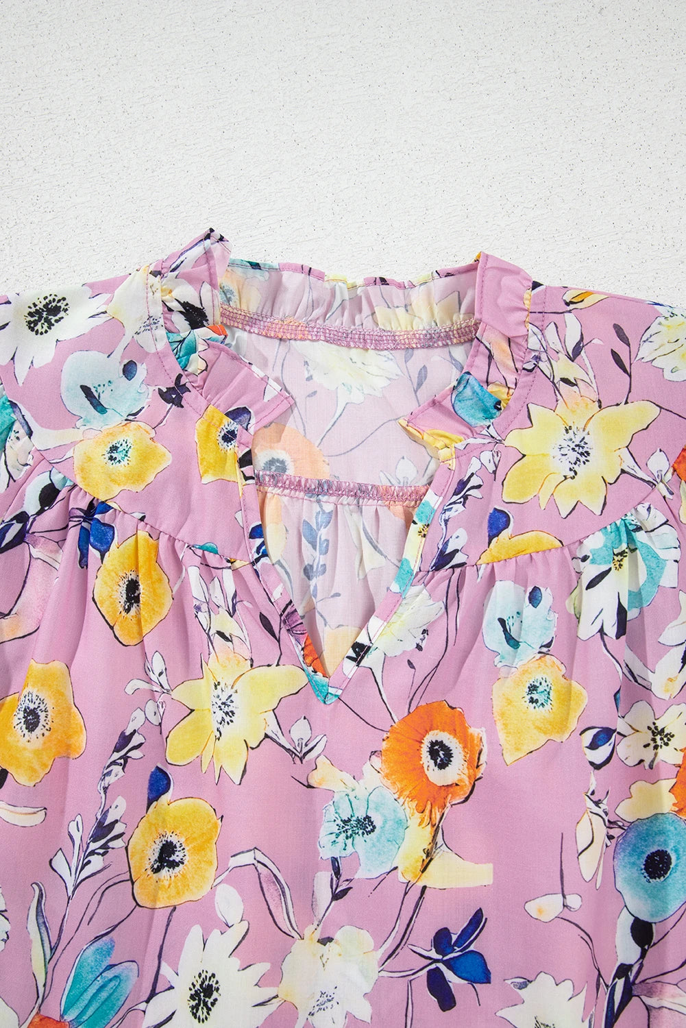 Floral Flutter Sleeve V-Neck Top