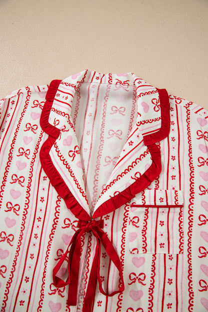 Valentine Heart Bow Shirt and Shorts Pajama Set
