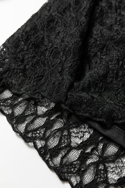 Lace Sheer Long Sleeve Henley Top