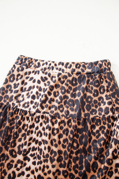 Leopard Tiered Patchwork Mini Skirt