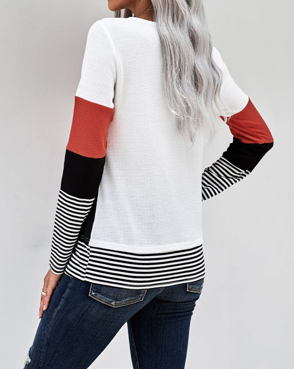 Colorblock Stripe Long Sleeve Top