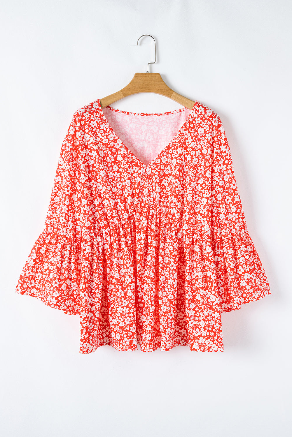 Plus Size Floral 3/4 Sleeve Blouse