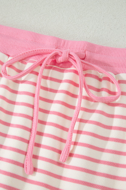 Stripe Colorblock Polo Tee & Drawstring Skort Set