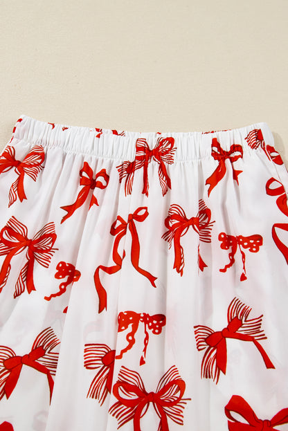 Christmas Bow Top and Pants Pajama Set