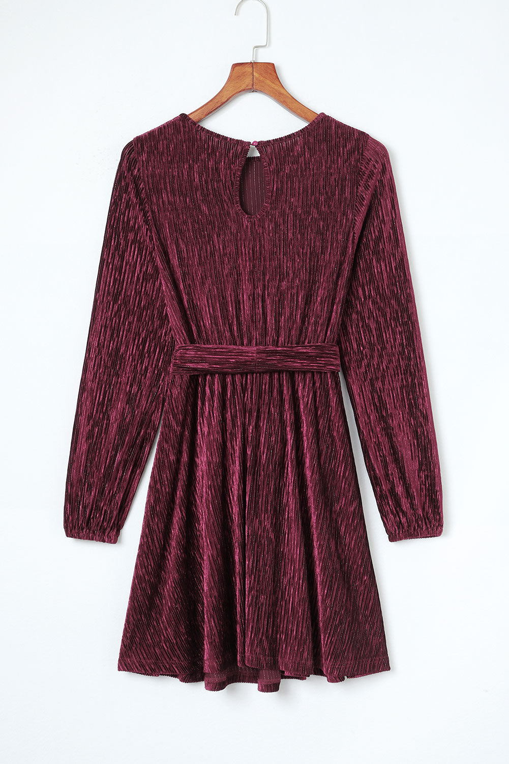 Crinkle Velvet Tie Belted Dress