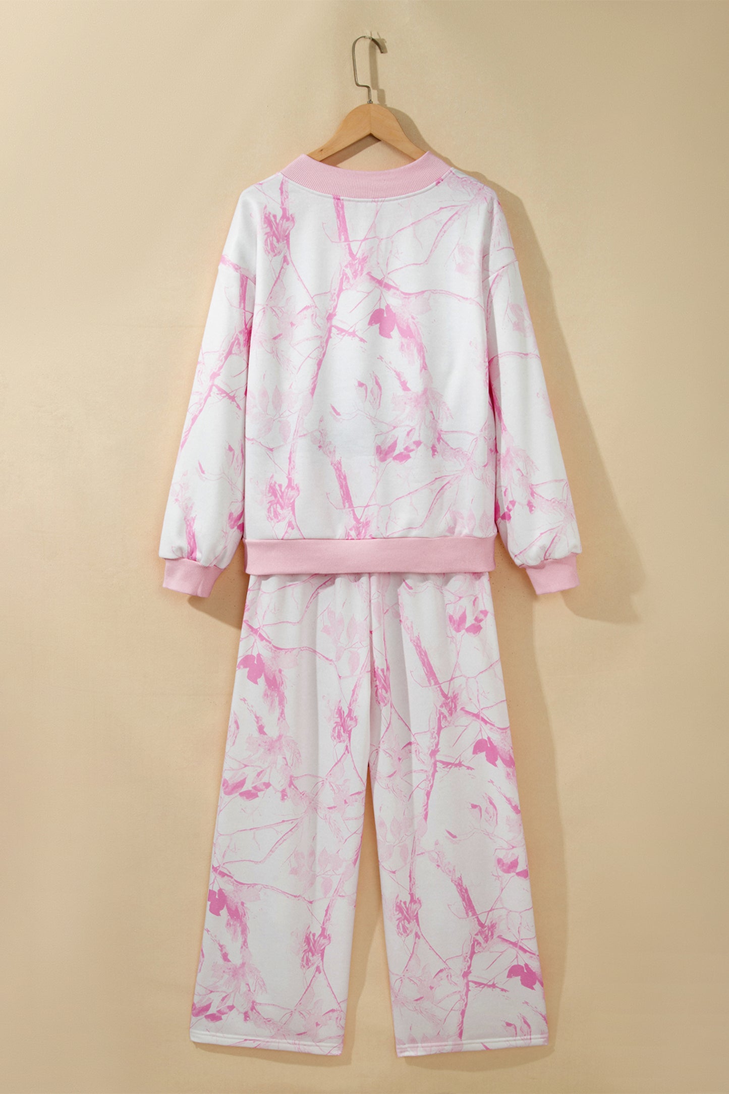 Camo V-Neck Long Sleeve Top & Pants Set