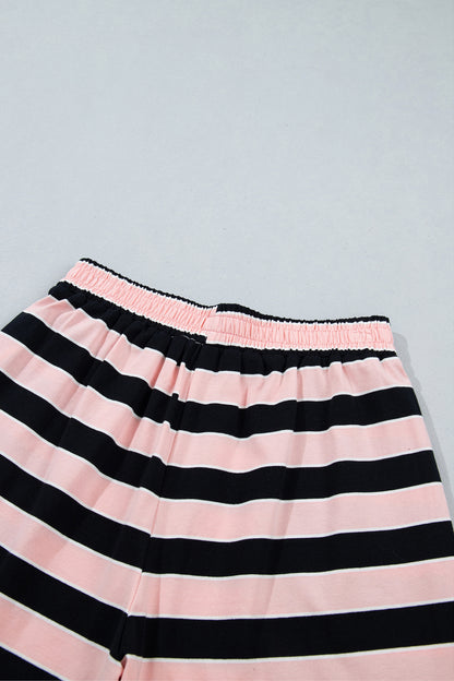 Stripe Oversized Long Sleeve Top & Shorts Set