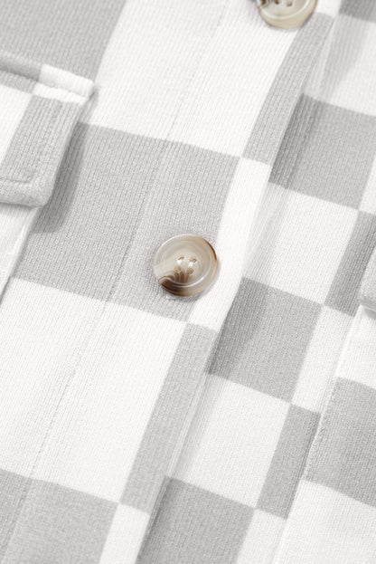 Plus Size Checker Button-Up Western Jacket