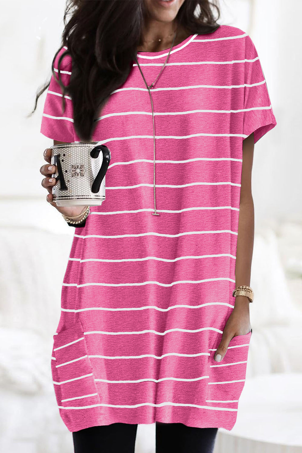 Stripe Patch Pocket Tunic Top