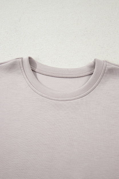 Solid Drop Shoulder Pullover and Mini Skirt Set