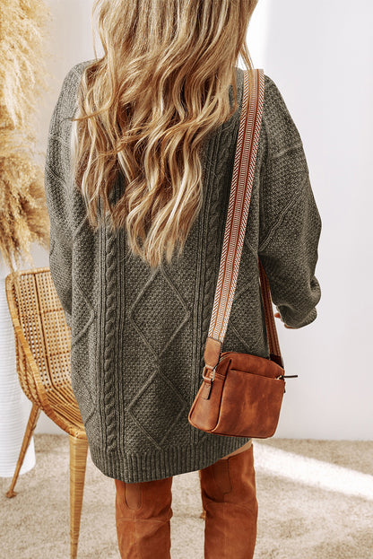 Cable Knit Drop Shoulder Sweater Dress