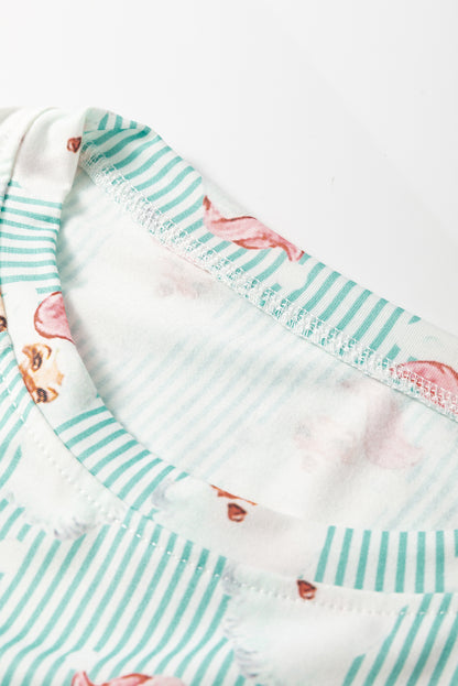 Christmas Santa Claus Stripe Top and Pants Lounge Set