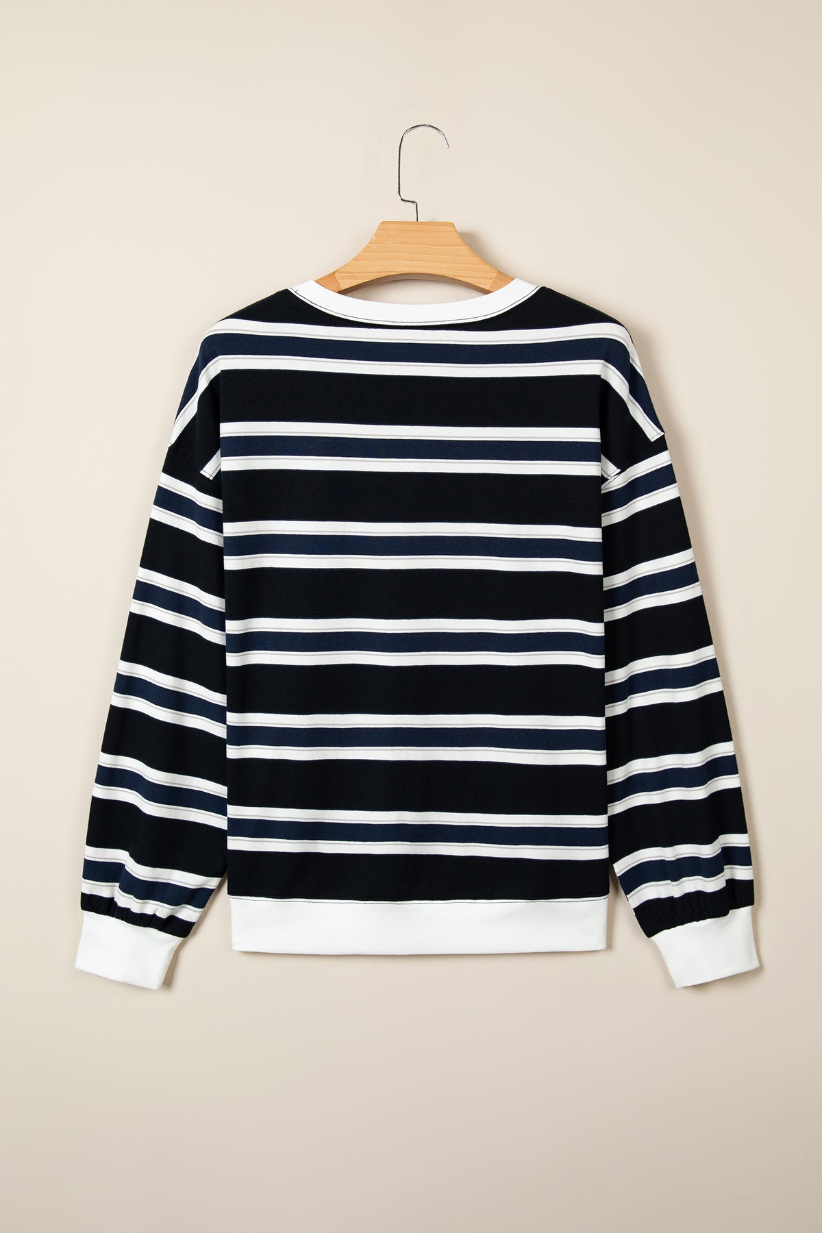 Stripe Colorblock Trim Drop Shoulder Sweatshirt