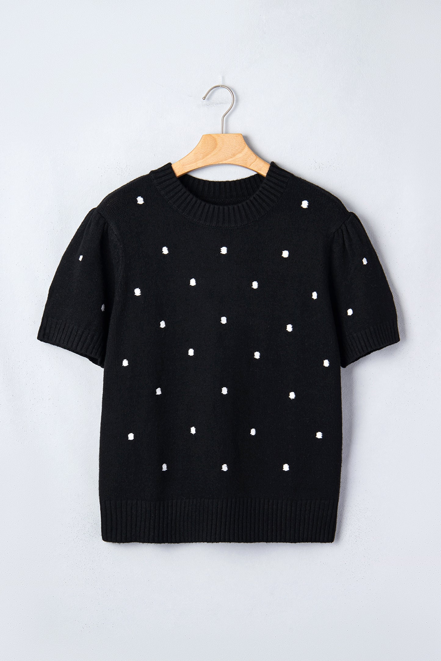 Polka Dot Bubble Short Sleeve Sweater