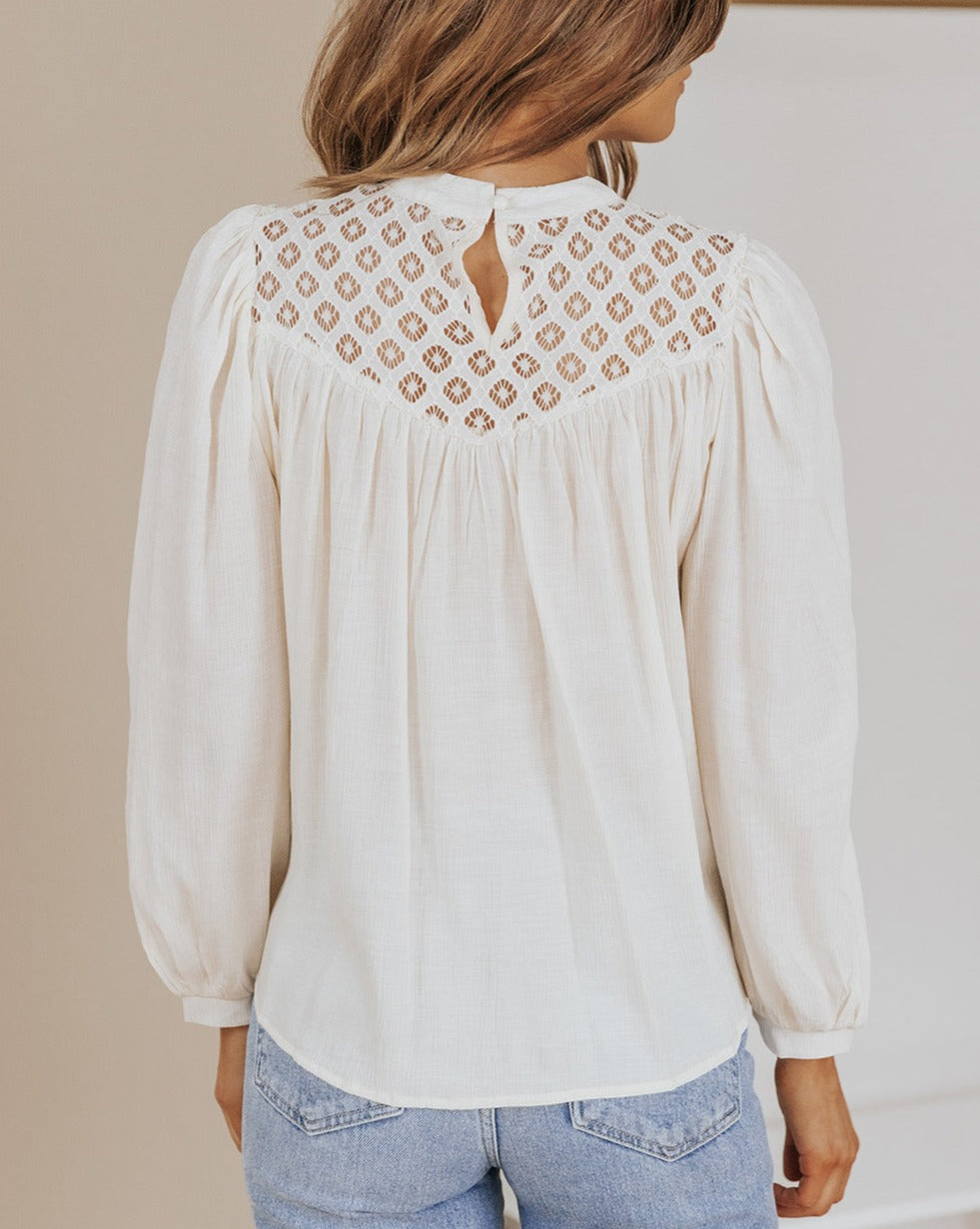 Lace Patchwork Long Sleeve Blouse