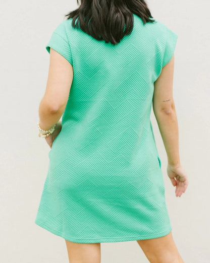 Textured Cap Sleeve T-Shirt Dress