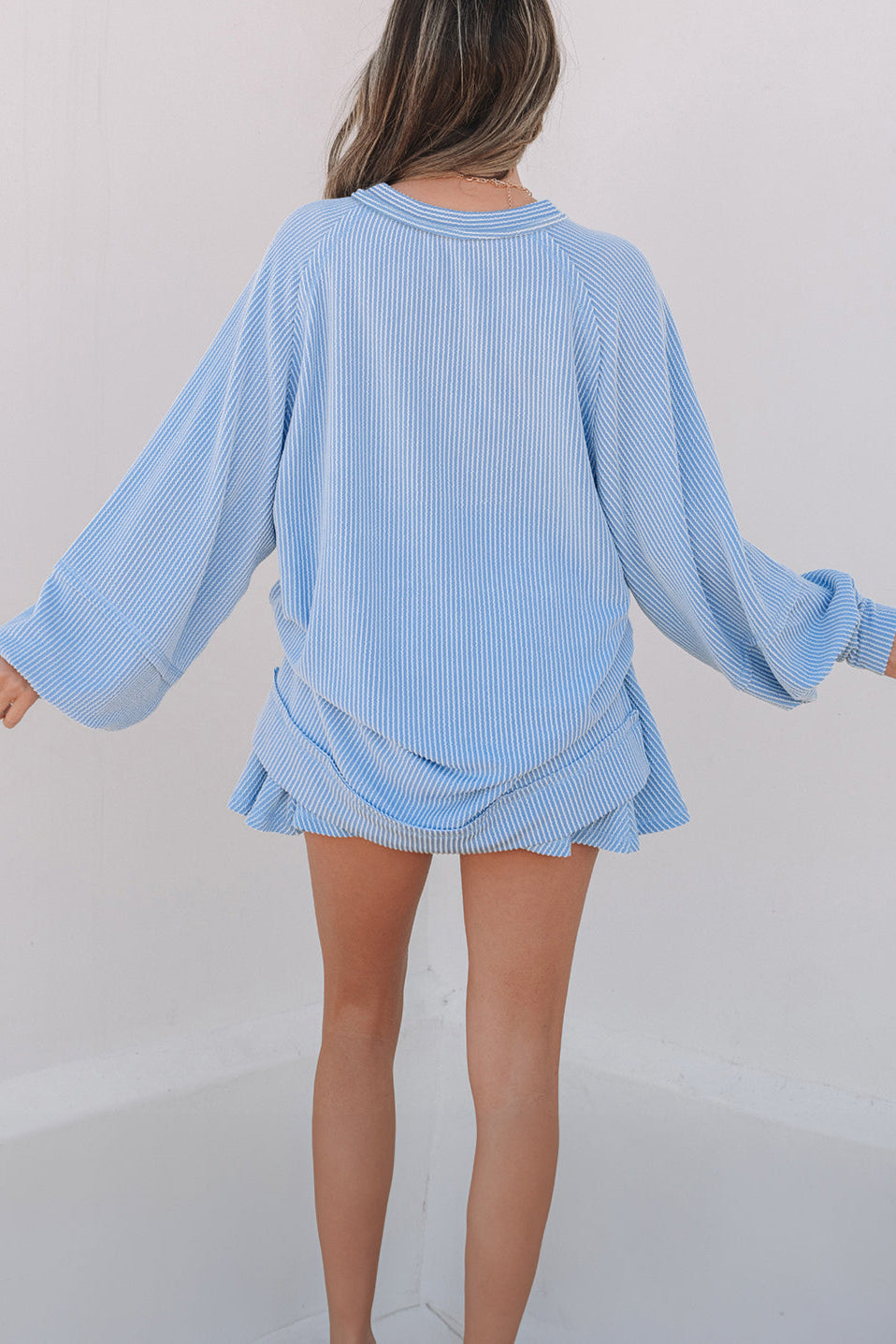 Corded Top and Ruffle Mini Skort Set