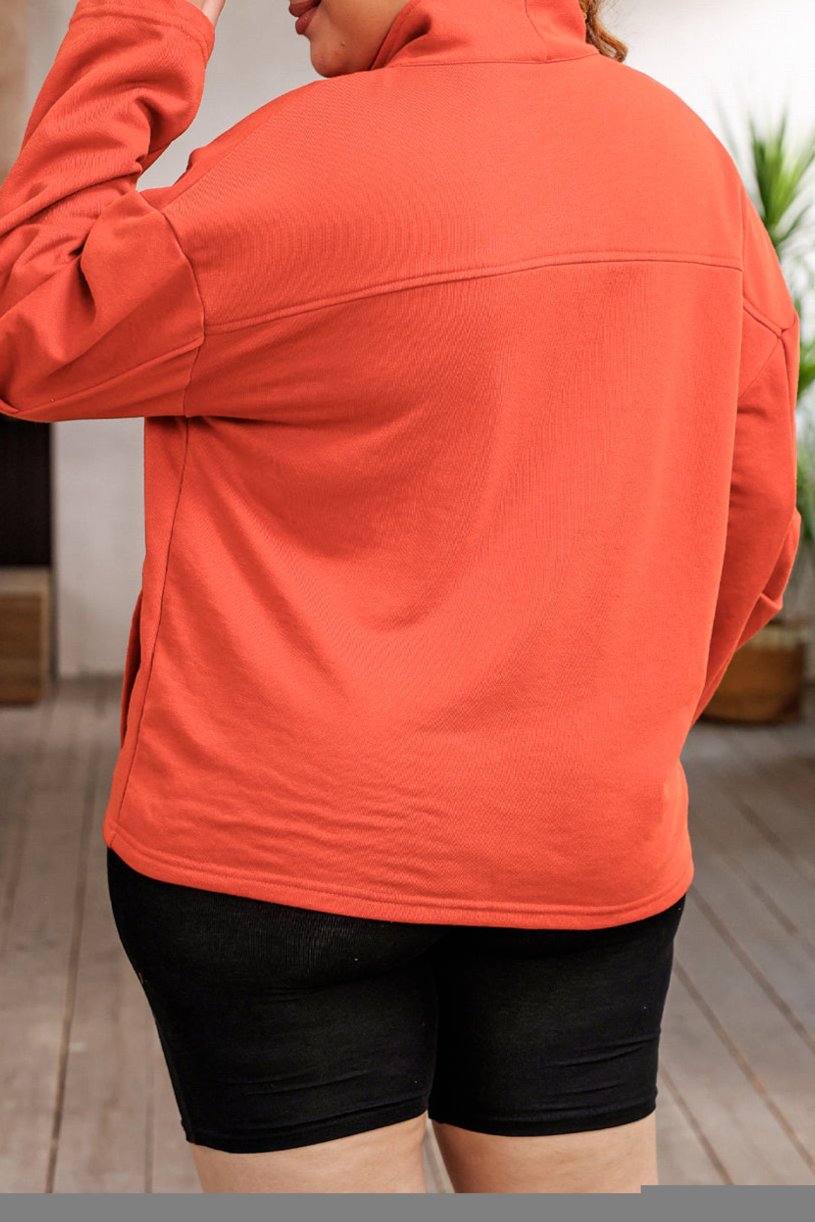 Plus Size Zipper Pocketed Sweatshirt