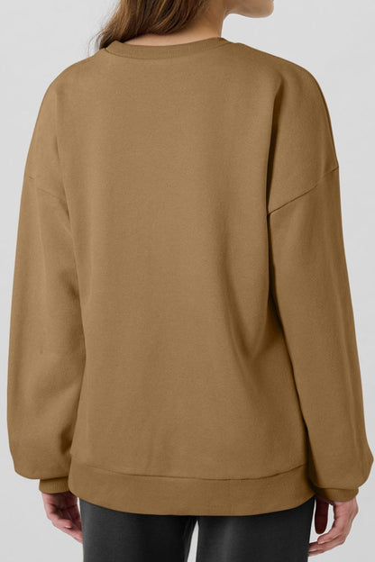 Solid Fleece Lined Sweatshirt