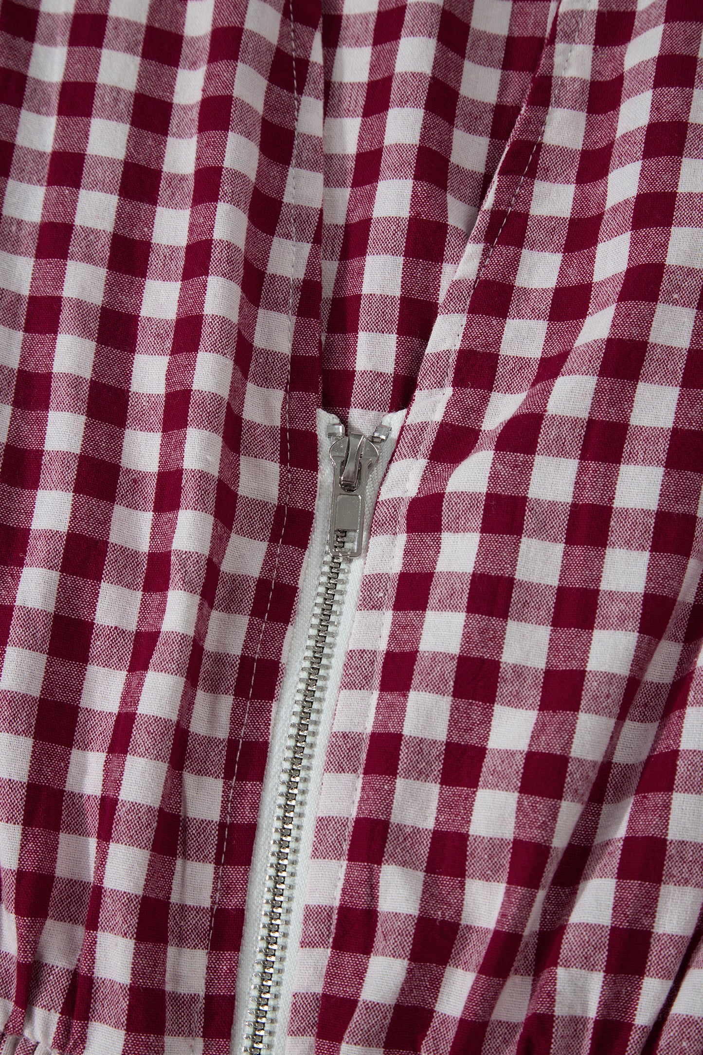 Gingham Plaid Zipped Cinched Waist Maxi Dress