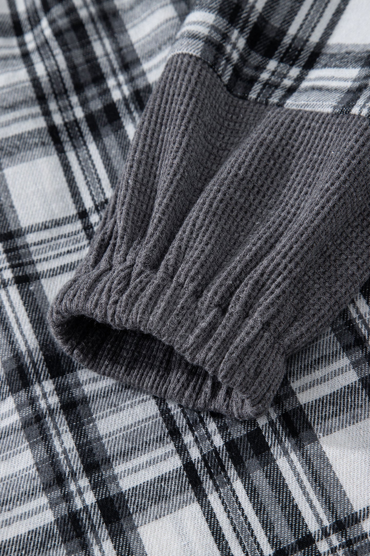 Plaid Quarter-Button Patchwork Long Sleeve Hooded Blouse