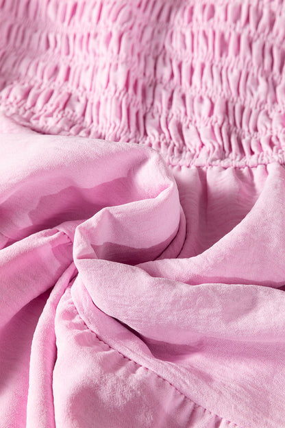 Smocked V-Neck Flutter Sleeve Tiered Midi Dress