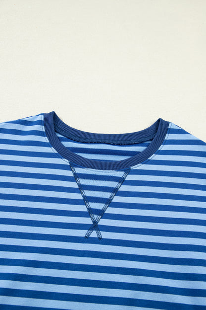 Stripe Long Sleeve Pullover & Shorts Set