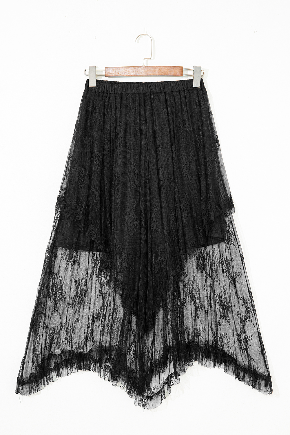 Lace Cascading Tiered High Waist Maxi Skirt