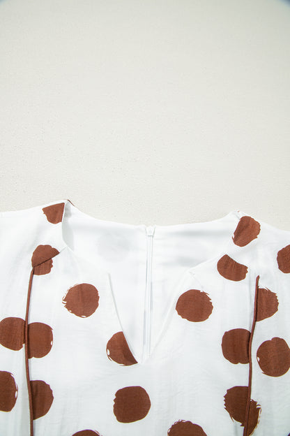 Polka Dot V-Neck Short Sleeve Midi Dress