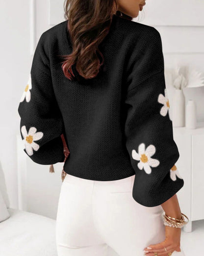 Floral Drop Shoulder Crewneck Sweater