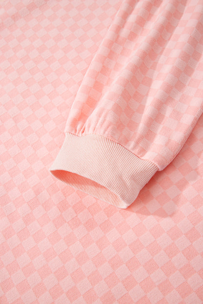 Checker Long Sleeve Pullover and Shorts Set