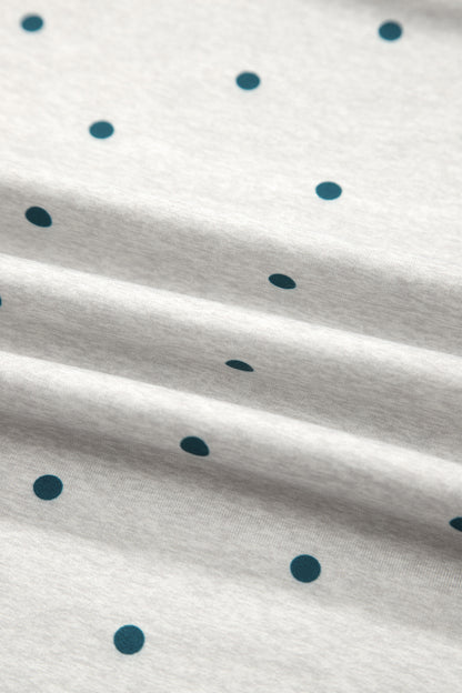 Polka Dot Piping Trim 3/4 Raglan Sleeve Top