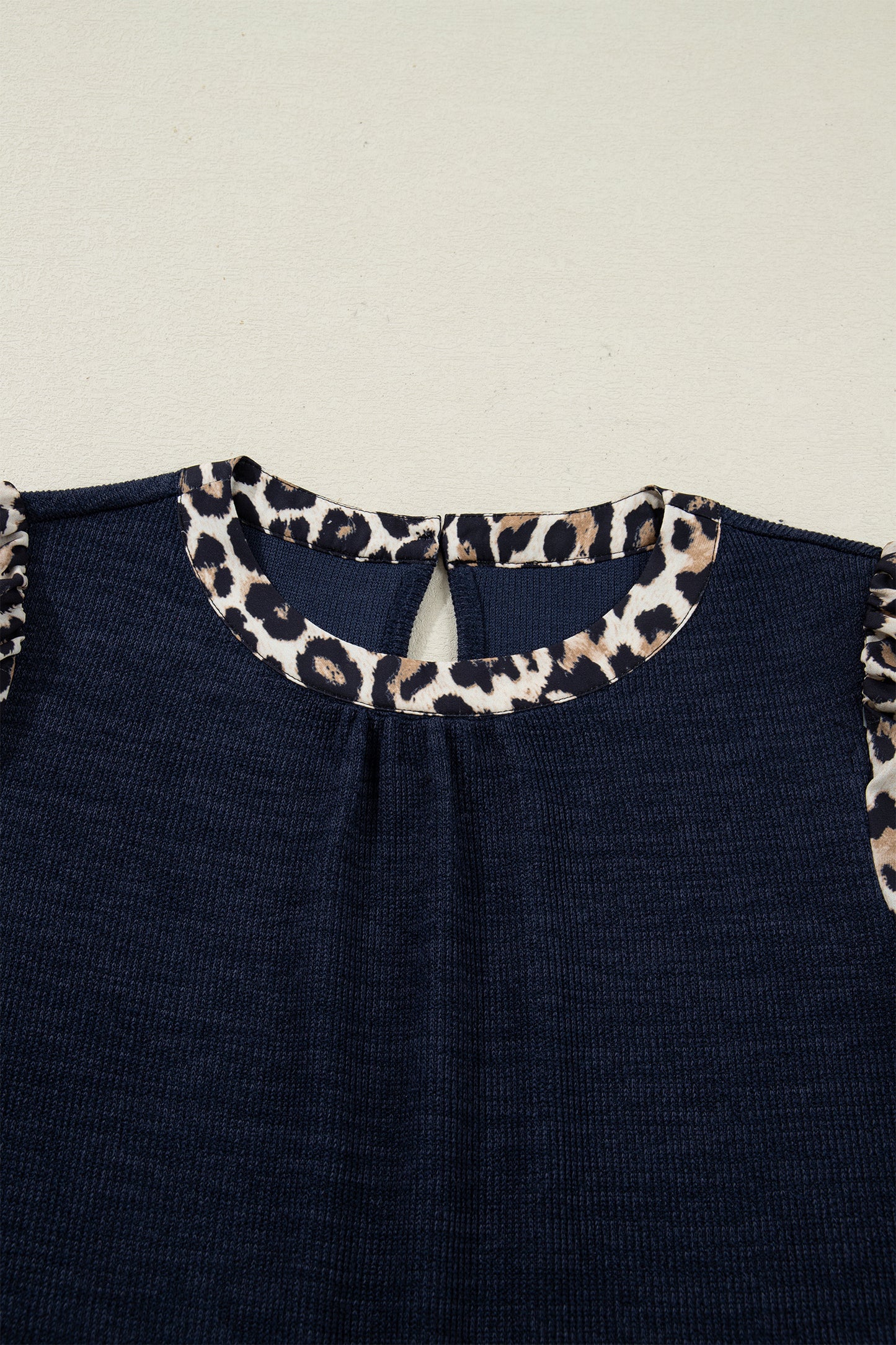 Leopard Patchwork Ribbed Short Sleeve Top