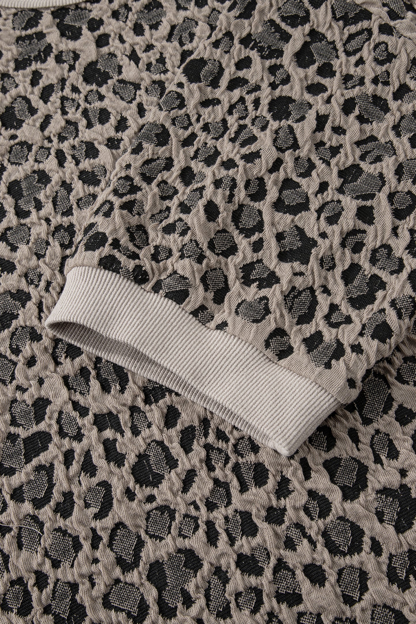 Leopard Textured Short Sleeve Jumper and Pants Set