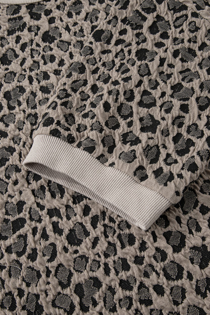 Leopard Textured Short Sleeve Jumper and Pants Set