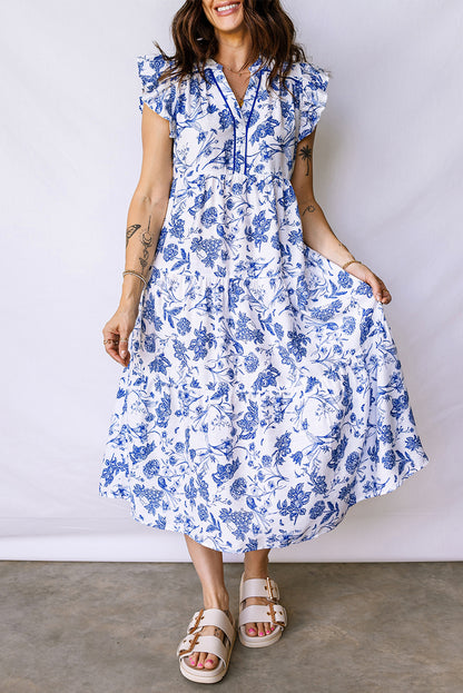 Floral Ruffle Tiered Midi Dress