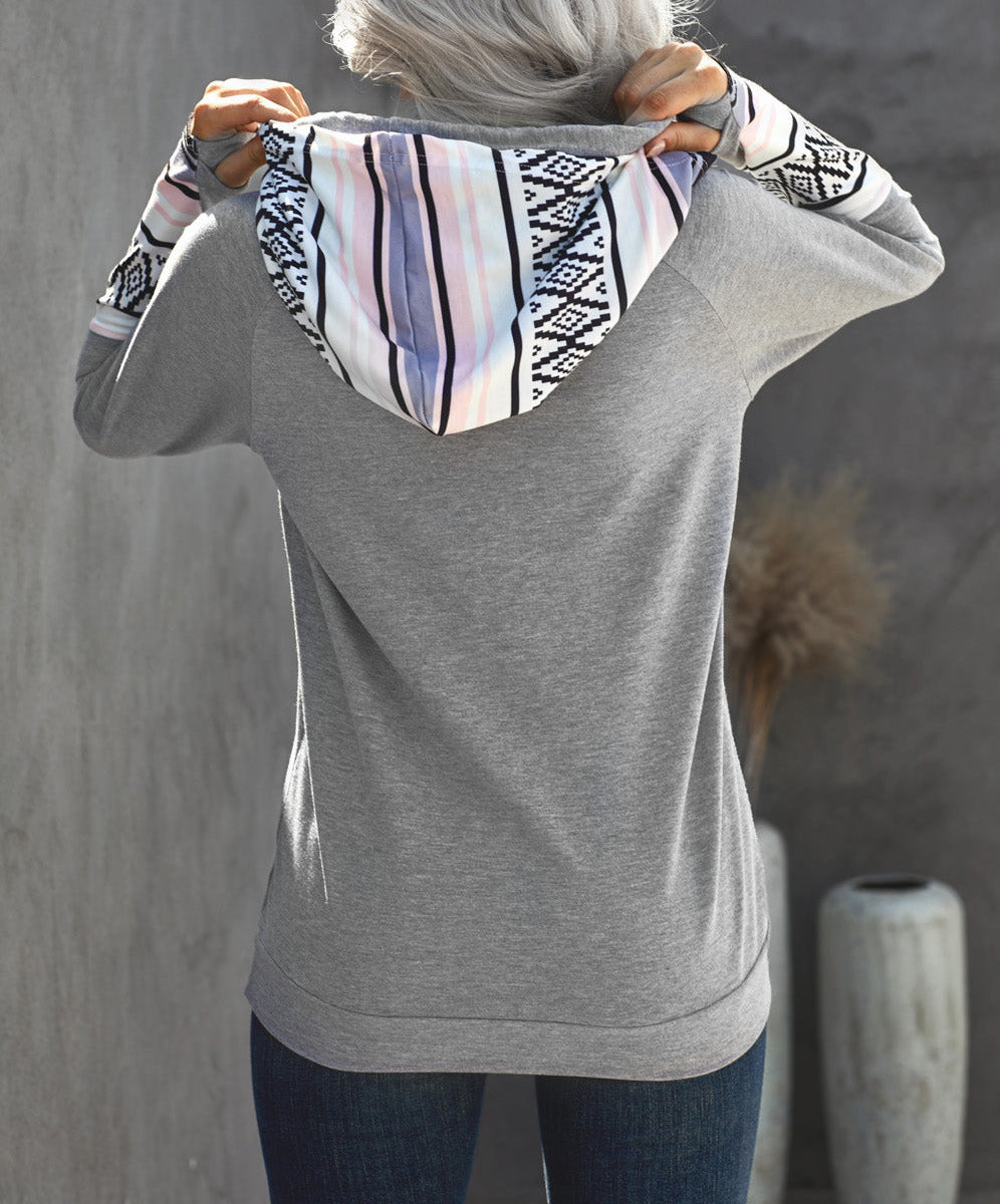 Colorblock Long Sleeve Pocketed Hoodie