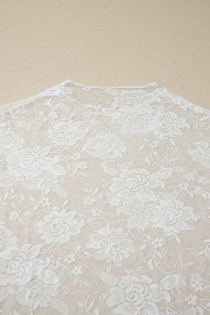 Plus Size Floral Mesh Long Sleeve Top