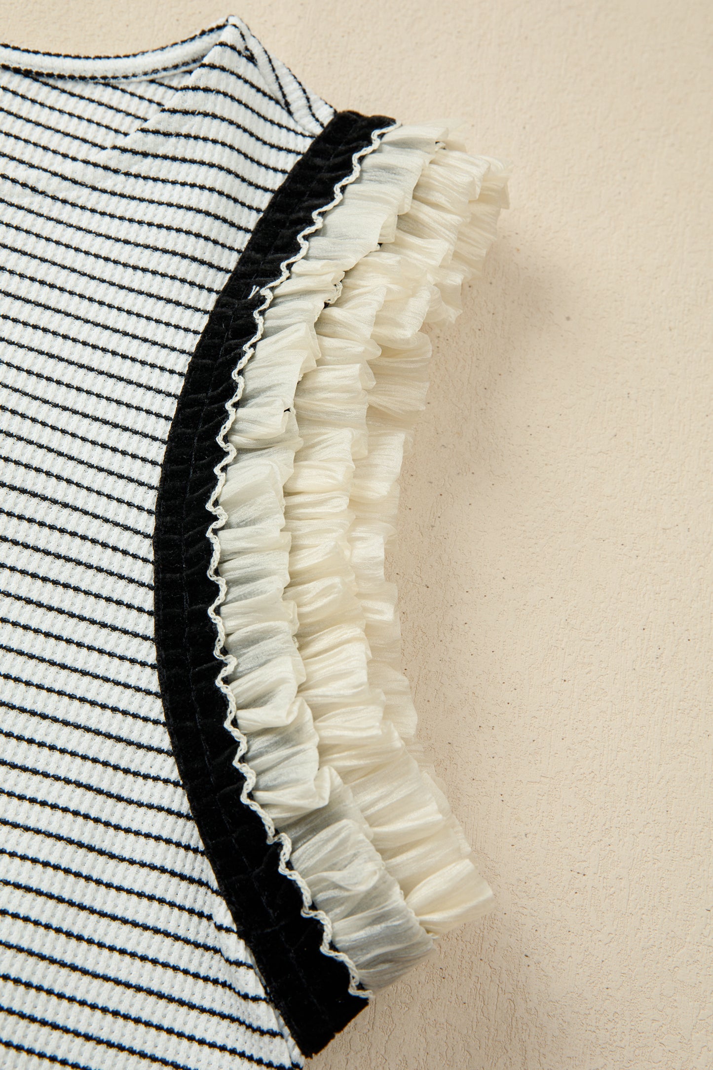 Stripe Ruffle Contrast Trim Tank Top