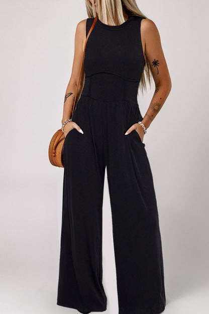 Sleeveless Wide Leg Jumpsuit Plus Size