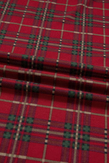 Plus Size Christmas Plaid Shirt and Pants Pajama Set