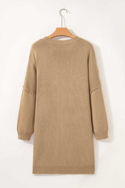 Solid Drop Shoulder Oversize Mini Sweater Dress